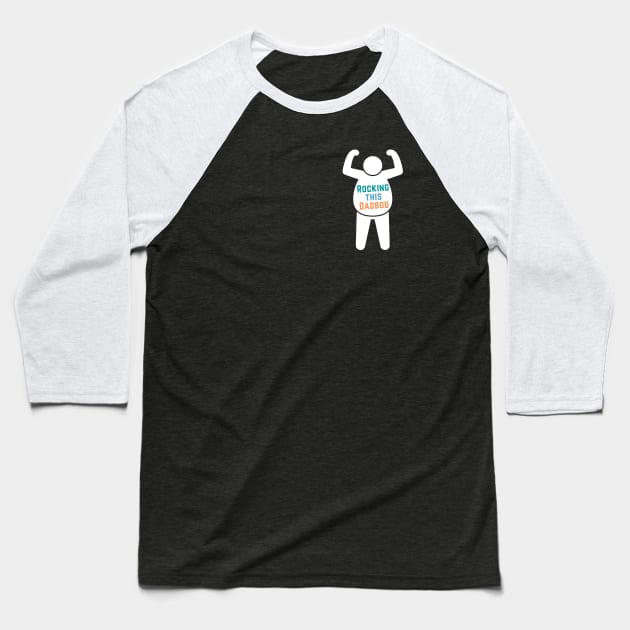 rocking this dad bod white Baseball T-Shirt by lmdesignco